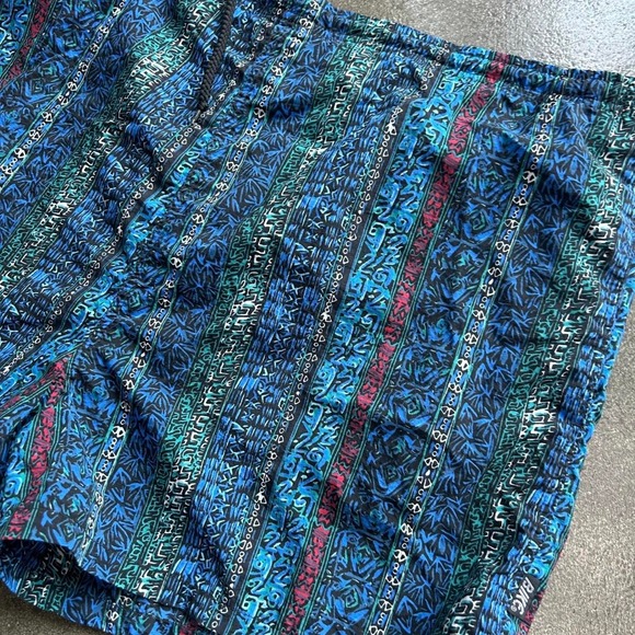 Vintage 90s Bike Nylon Size Large Geometric Patterned Swim Trunks - Picture 2 of 3